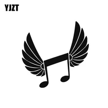 YJZT, 13*13 см, любящая музыка, становится ангелом, высокое качество, наклейка на корпус, автомобильная наклейка, черная/Серебряная Фотография
