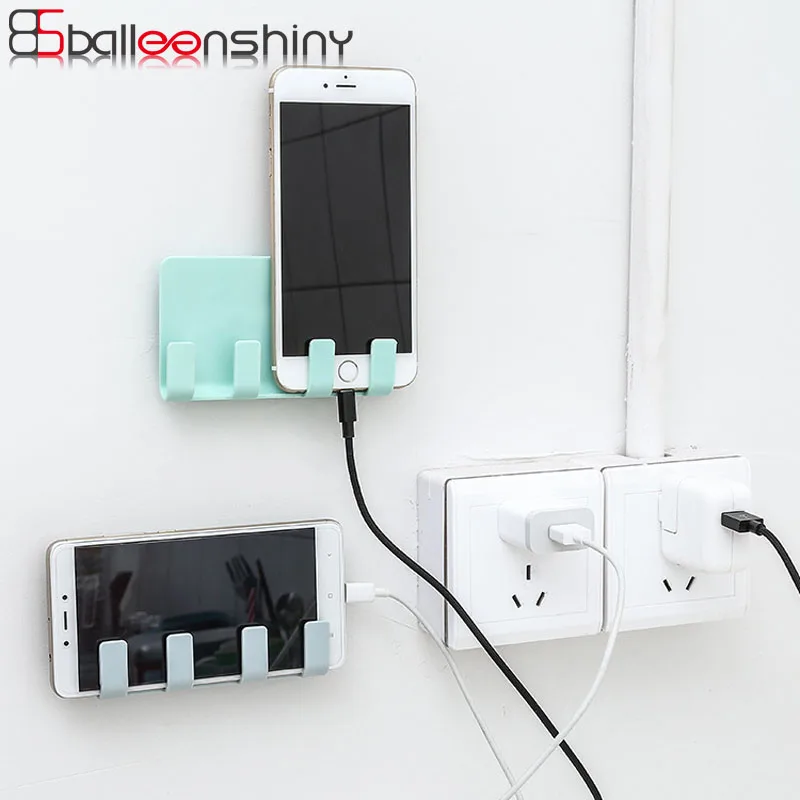 

BalleenShiny Paste Creative Mobile Phone Charging Bracket Holder Ipad Charging Bracket Wall Without Trace 4 Hook Storage Rack