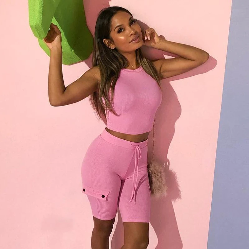 

Women Running Sportswear High Waist Yoga Playsuit Clothes Slim Fitness Top+ Shorts Elastic Pants Soft Exercise Yoga Jumpsuit