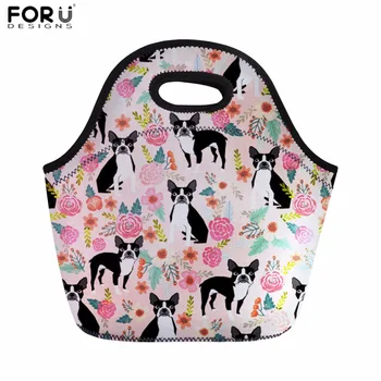

FORUDESIGNS Thermal Lunch Bag Boston Terrier Print Picnic Bag for Women Kids Food Storage Sacola Insulated Meals Bag Thermo Case