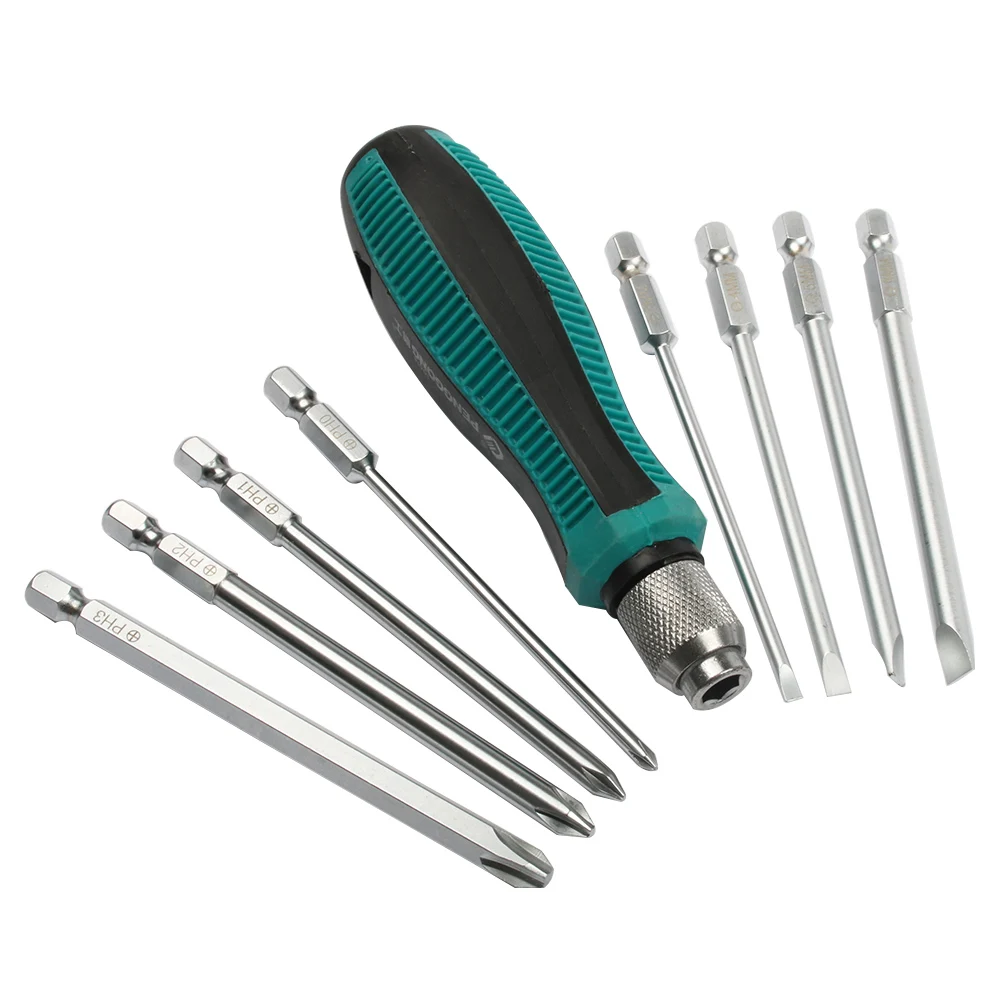 NO.8108 9pcs/set Precision Screwdriver Bit Set 9 IN 1 Screwdrivers Kit Bag 8 Insert Bits+1pcs Rubber Handle Hand Tool Set
