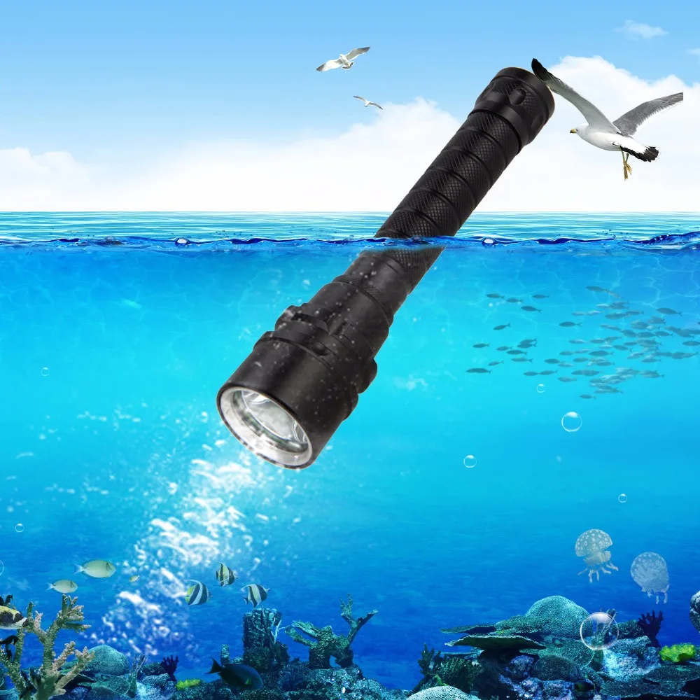 

Free Shipping T6 LED 2000 Lumen Waterproof Scuba Diving Flashlight Torch +Rechargeable Battery +Charger