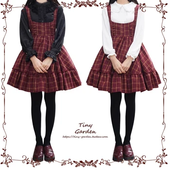 

Free Real Shipping 2019 New Cloth Soft Thick Lovely Girl Of Qiu Dong Institute Of Red Plaid Jsk Sundress Lolita Style