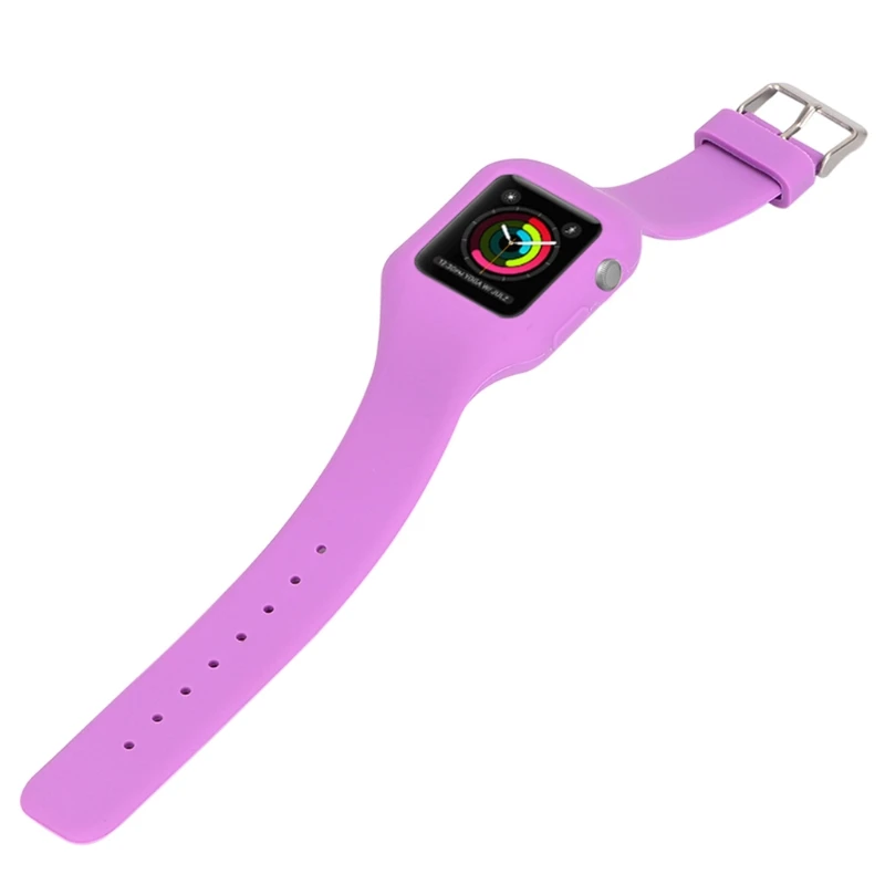 Силиконовый ремешок для часов с защитным чехлом для Apple Watch 3 2 1 38 мм 42 мм черный мягкий ремешок для часов gai