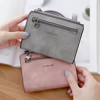 

15PCS / LOT Women's Short Wallet Zipper Small Mini Safe Money Bag Card Holder Coin Purse Carteira Wallet Female