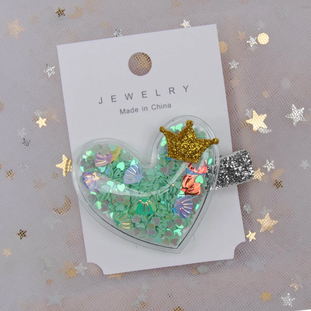 

AHB 2019 Korean Cute Glitter Hair Clips for Girls with Little Stars Princess Crown Sweetheart Hairpins Hairgrips Kids Barrettes