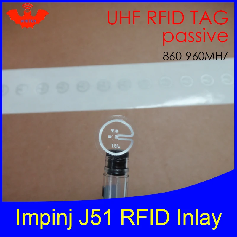 UHF RFID тег Impinj J51 сухая инкрустация 915 МГц 900 МГц 868 МГц 860-960 МГц Higgs3 EPCC1G2 6C смарт-карта Пассивная RFID Метки