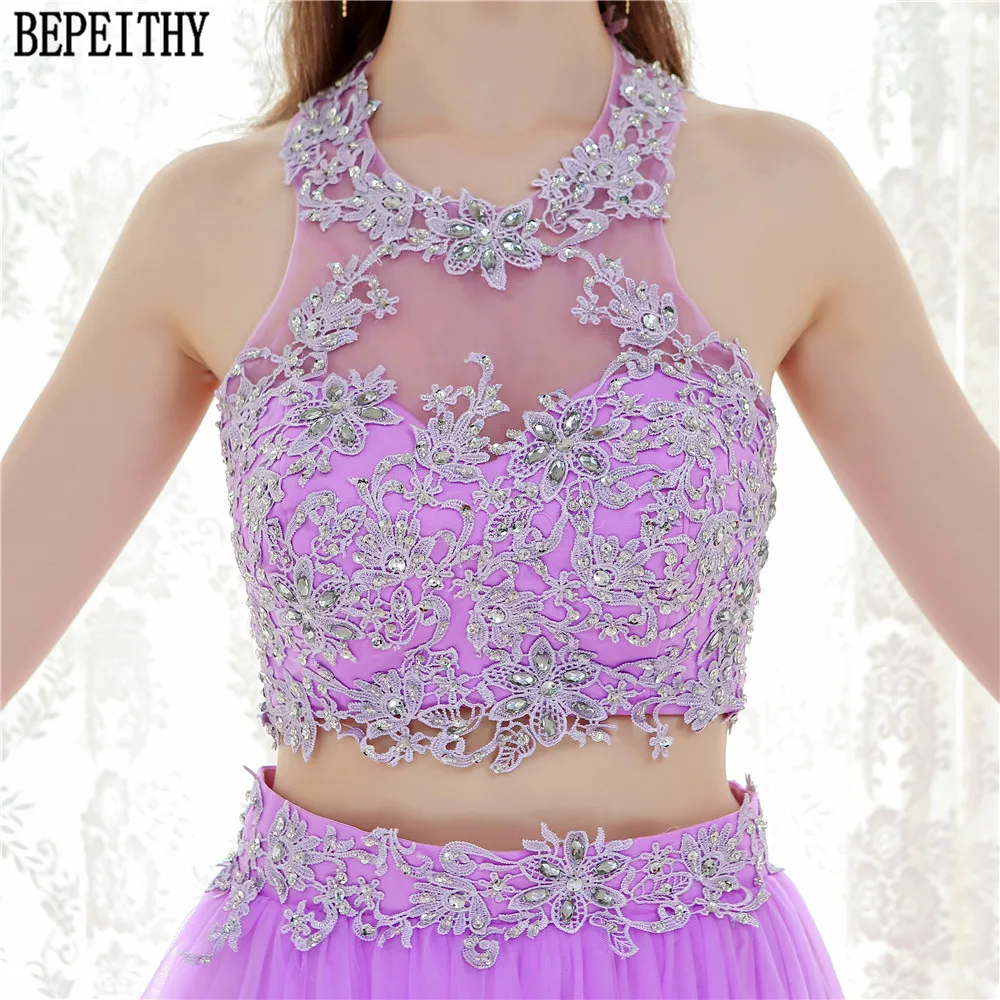 8  BEPEITHY New Arrival 2017 Hot Sale Long Two Pieces Prom Dresses Vestido De Festa Longo Lace Tulle Prom Evening Party Dresses (7)