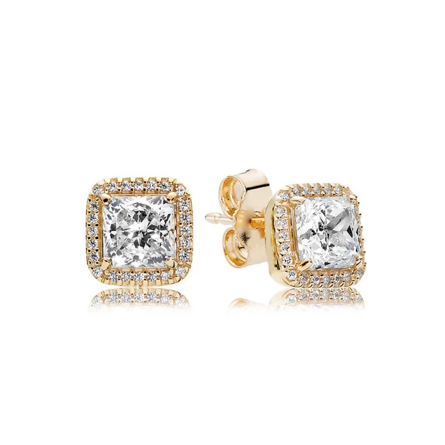 

SIENTO 100% Sterling silver 1:1 Glamour 250327CZ 14CT GOLD TIMELESS ELEGANCE EARRING Original Women wedding Fashion Jewelry 2018