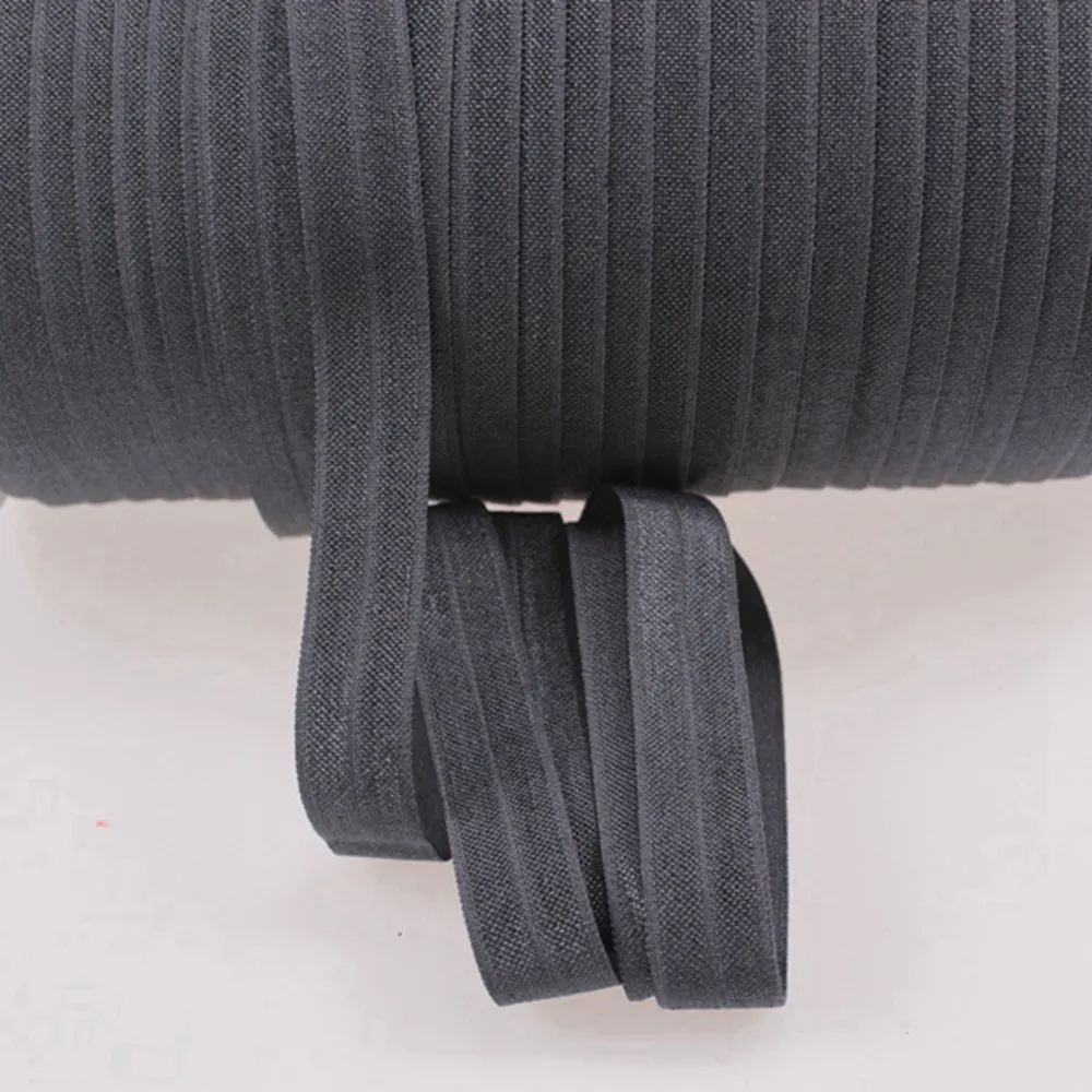 

T.R RIBBON #077 Charcoal 5/8" FOE elastic, solid Fold Over Elastic FOE for Headbands 50yards and 100yards/lot