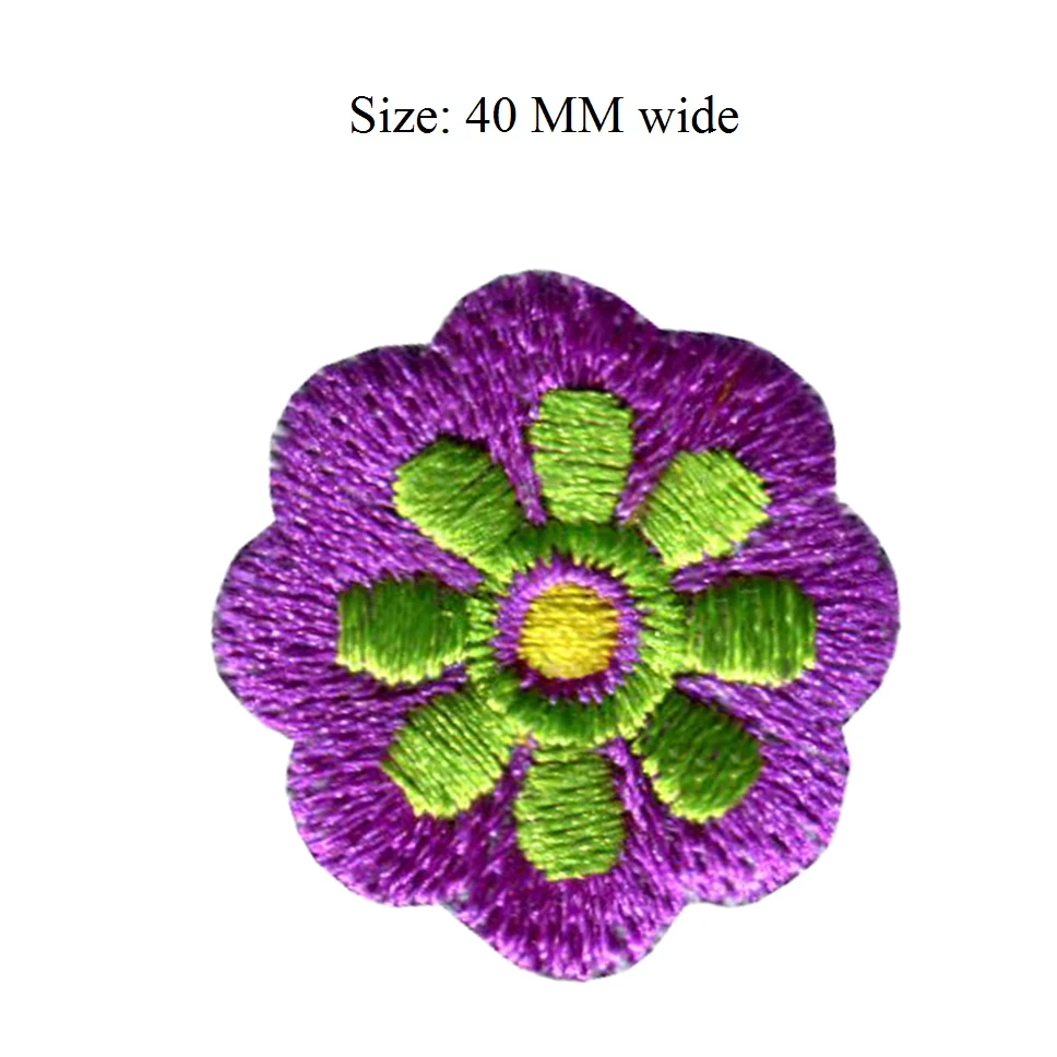 40MM wide Purple flower embroidery applique/red green/biker accessories