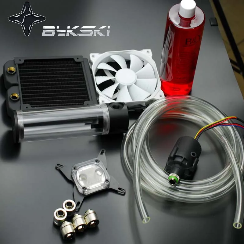 Bykski water cooling/cooler system kit with CPU-MTX-C SC600 pump 120mm copper radiator 9.5*12.7mm soft pipe Fan | Компьютеры и офис