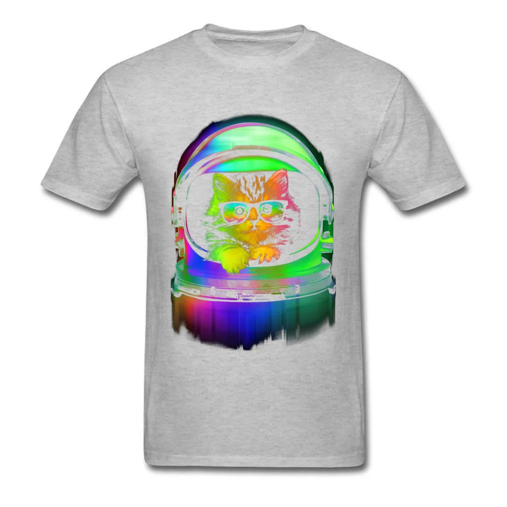 Tops Shirts Cool kitten on the helmet T Shirts Summer Fall Funky Summer Short Sleeve 100% Cotton Crew Neck Men's T Shirts Summer Cool kitten on the helmet grey