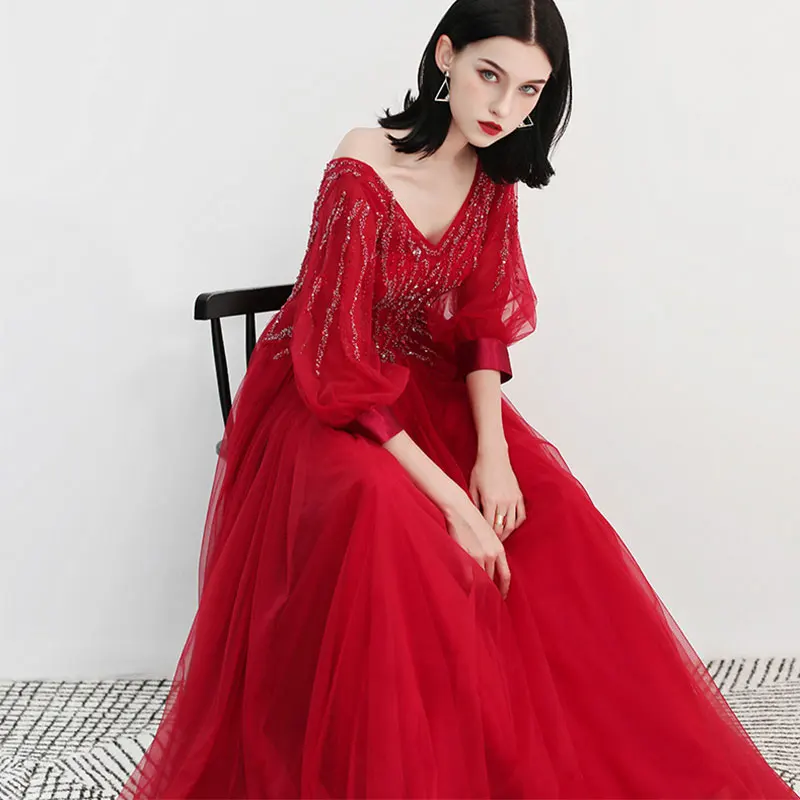 Femme Enceinte Robe Formelle Toasts Robe Mariée Vin Rouge