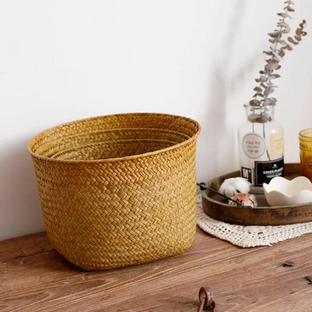 Hand-knitted Toy Storage Basket Fruit Basket Nordic Style Plant Pot Basket Hand-woven Collapsible Flower Basket