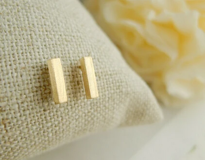 Gold silver and pink classicalslim bar Stud Earrings for women 