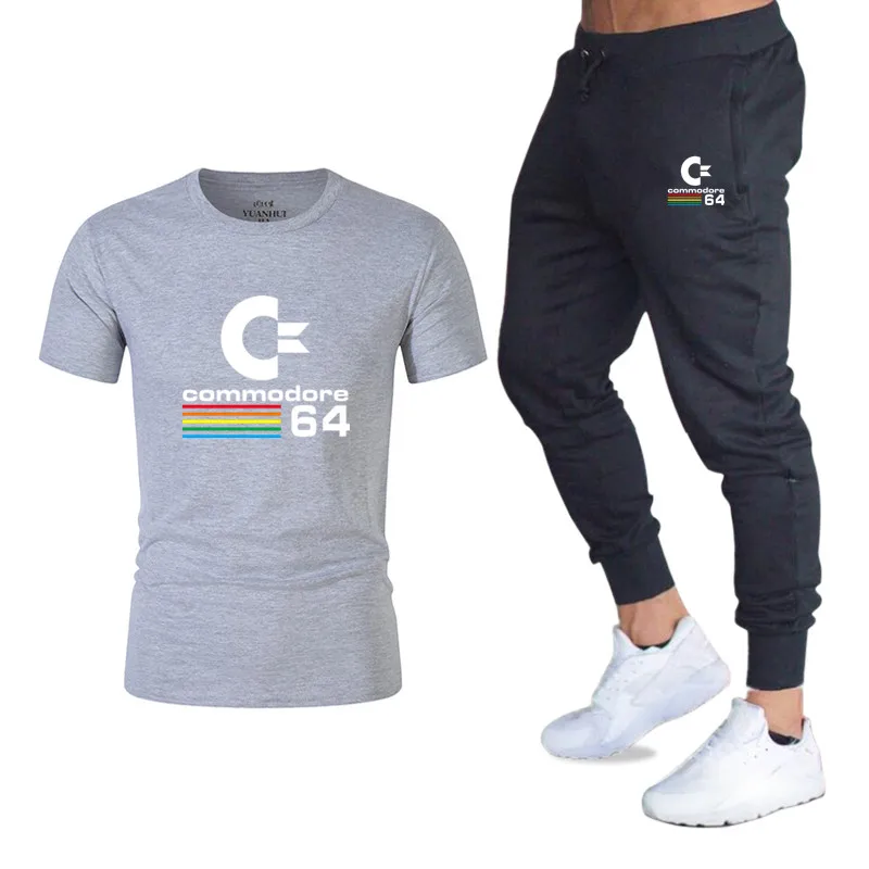 

Summer new suit T-shirt + pants men's brand clothing two-piece suit sportswear fashion casual T-shirt gym exercise fitness suit