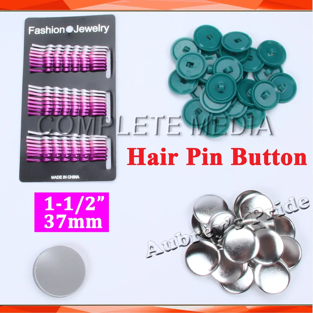 

1-1/2" 37mm 100 Sets Hair Pin Button Supply Materials for Pro Badge Making Machine Button Maker