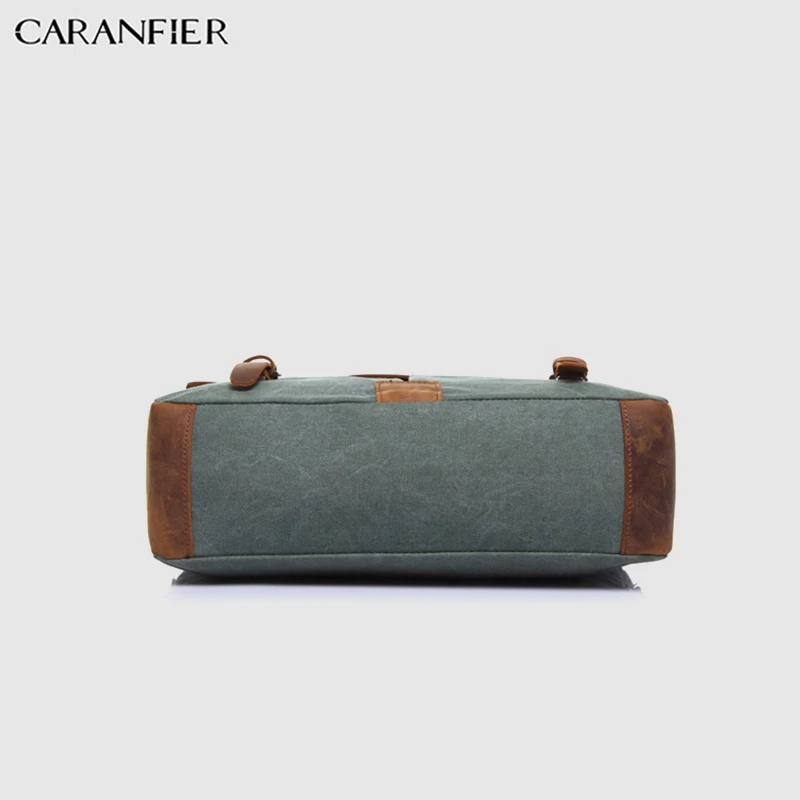CARANFIER رجل حقيبة الأولى طبقة جلد البقر قماش للجنسين خليط أكياس الأعمال سعة كبيرة الكمبيوتر السفر أكياس