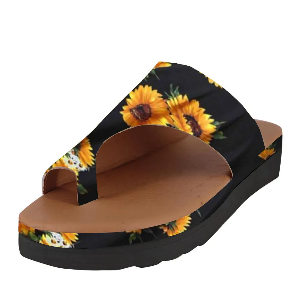 

Womens Fashion Flats Wedges Open Toe Ankle Beach Shoes Roman Slippers Sandals Thick-Soled Wear-Resistant Print Slipper Mar 13