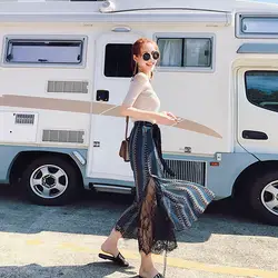 2019 новая трендовая Женская юбка с принтом Летняя Повседневная стильная дышащая плиссированная юбка с поясом пять цветов с рисунком