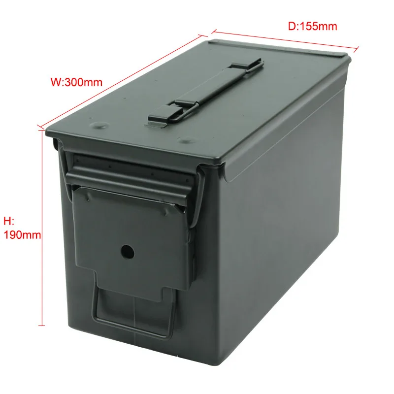 50 Cal Ammo Can All-Metal Box Military & Army Styling Stackable Gun Ammo Case Storage Holder Box He
