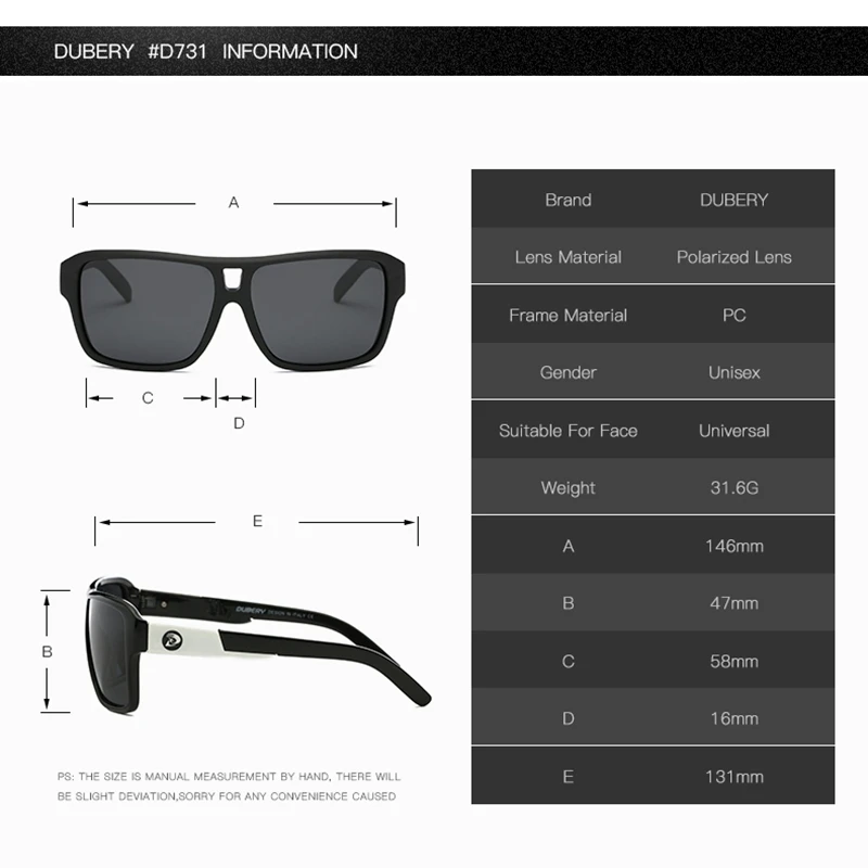 DUBERY Новые поляризованные солнцезащитные очки мужские очки для вождения Роскошные брендовые дизайнерские солнцезащитные очки для вождения и рыбалки