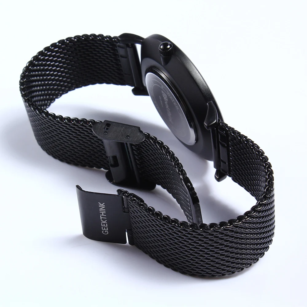 Online Top Marca de Lujo de Cuarzo Reloj de los hombres Casual Negro Japón Cara De Palo de acero inoxidable reloj de cuarzo ultra delgado reloj masculino Relogio Nuevo
