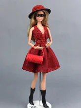 Doll Dresses Unique Red Evening Dress Set for 29cm Dolls Party Dresses Clothes For 1/6 BJD Doll Gift Doll Accessories original 1 6 doll accessories doll clothes genuine dress for monster inc high dolls girls gift kids doll