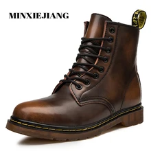 Новинка года; брендовые кожаные ботильоны; сезон осень-зима; мужские ботинки; модные мотоциклетные ботинки; уличные рабочие зимние ботинки; мужская обувь