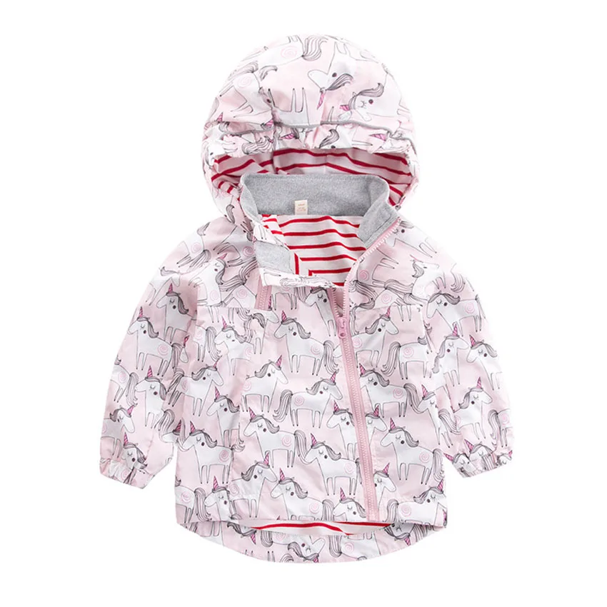 

Benemaker New Baby Spring Unicorn Jackets For Girls Boys Children's Clothes Hooded Windbreaker Outerwear 24M-8Y Kids Coats YJ063
