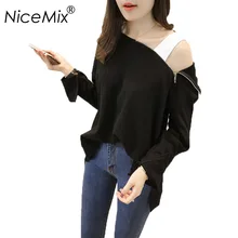 NiceMix 2019 Hooded T Shirt Women Casual Sexy Off Shoulder Long Sleeve T-shirt Plus Size Women Tops Tee Shirt Femme NiceMix 2019 Hooded T Shirt Women Casual Sexy Off Shoulder Long Sleeve T-shirt Plus Size Women Tops Tee Shirt Femme