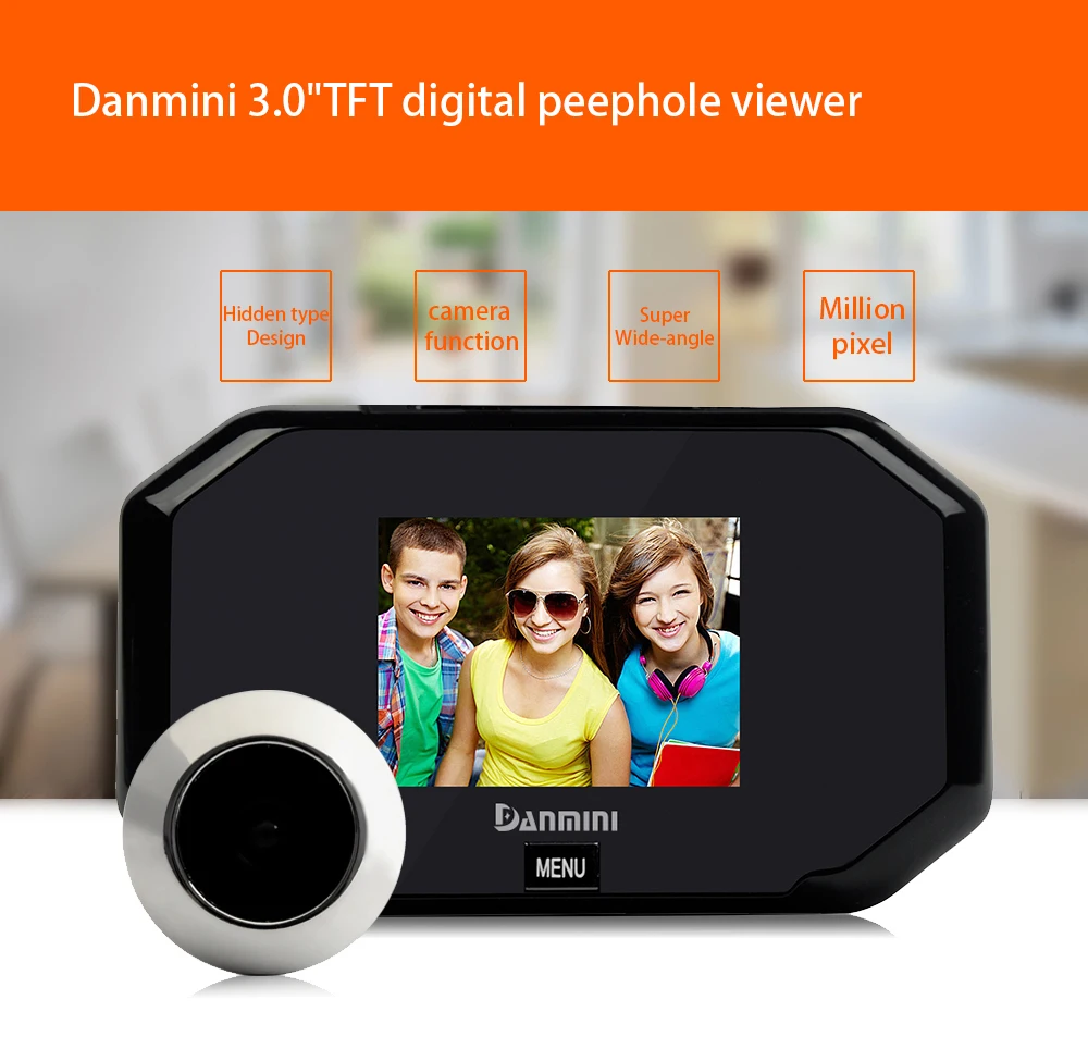 Danmini YB-30BH Видеодомофоны 2.0MP 3.0 дюймов TFT Широкий формат Запись видео фото Стрельба