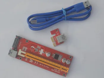 

100set.New Red VER007S PCI Express Riser Card 1x to 16x PCI-E Extender USB 3.0 Cable 15Pin SATA Power for Bitcoin Mining Miner