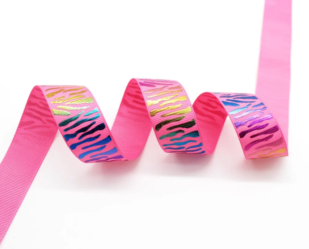 1 дюйм 25 мм Красочные полосы напечатаны корсажная лента животных дизайн ремесло для волос банты обёрточная бумага Декор Аксессуары