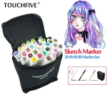 TOUCHFIVE 30/40/60/80/168 Цвета ручка маркер комплект dual head эскиз маркеры кисть для нарисовать манга анимация дизайн арт поставки