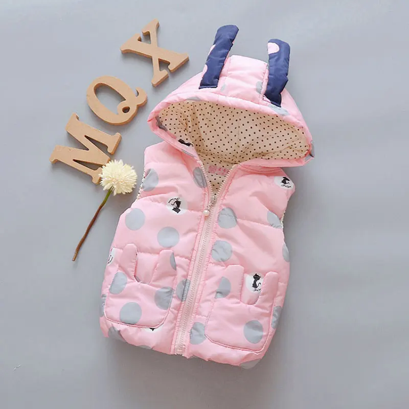 Newborn Baby Girl Cartoon Hooded Vest Thick Cotton Clothes Autumn Winter Warm Children's Clothing Toddler Girls Waistcoat 0-3T