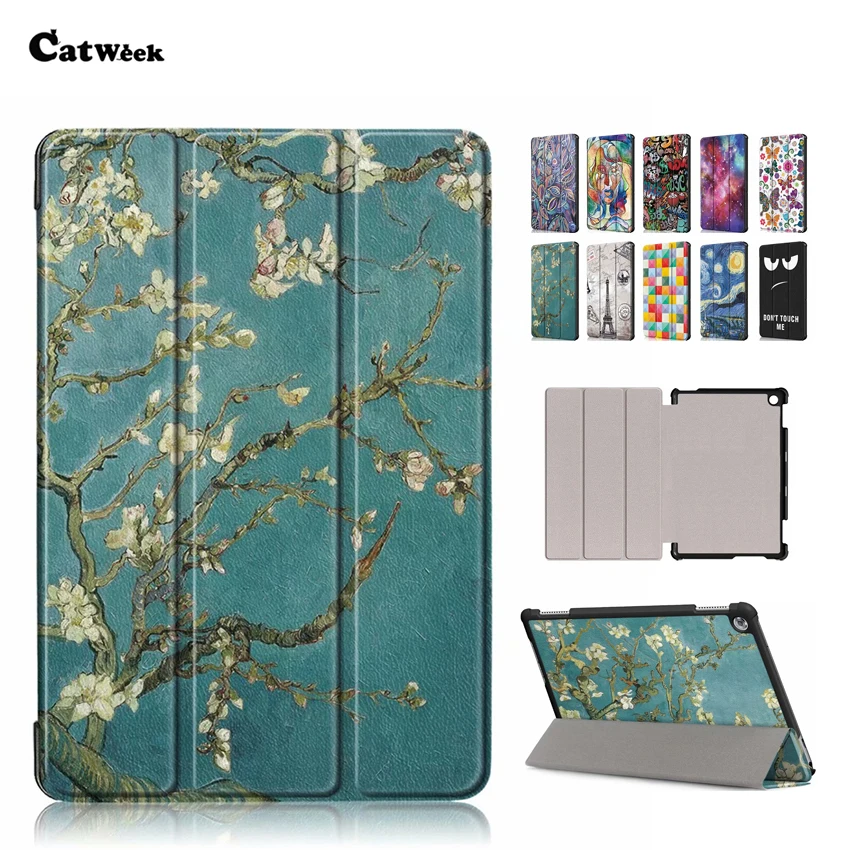 

Mediapad M5 Lite 10 PU Leather Case Cover 10.1'' Slim Print Smart Tablet PC Funda For Huawei MediaPad M5 Lite 10 Shockproof Skin