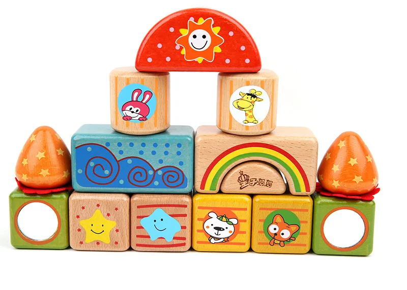 

NEW Baby Early Learning Love Fort Blocks Elm Safe Non-toxic Wooden Toys Building Block Gift for Kid Wooden