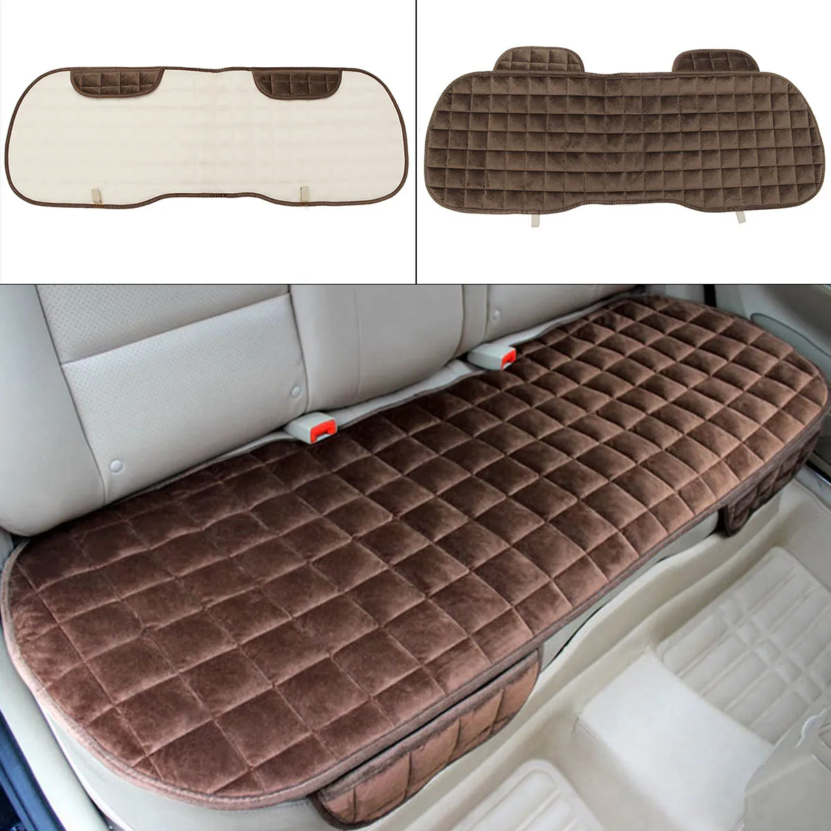 Car Front Rear Universal Seat Cover Winter Warm Black Seat Cushion Anti-Slip Rear Back Chair Seat Pad For Vehicle Auto Protector - Название цвета: Rear Brown