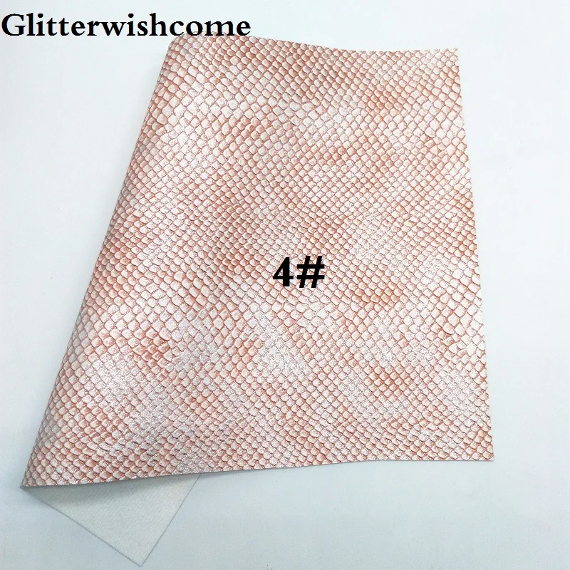 Glitterwishcome 21X29 см A4 размер винил для бантов тисненая змеиная кожа Fabirc искусственная кожа листы для бантов, GM161A - Цвет: 4
