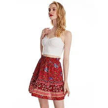 Sexy Women Fashion High Waist Frills Skirt for Women Broken Flower Half-length Skirt Printed Beach A Short Mini Skirts New