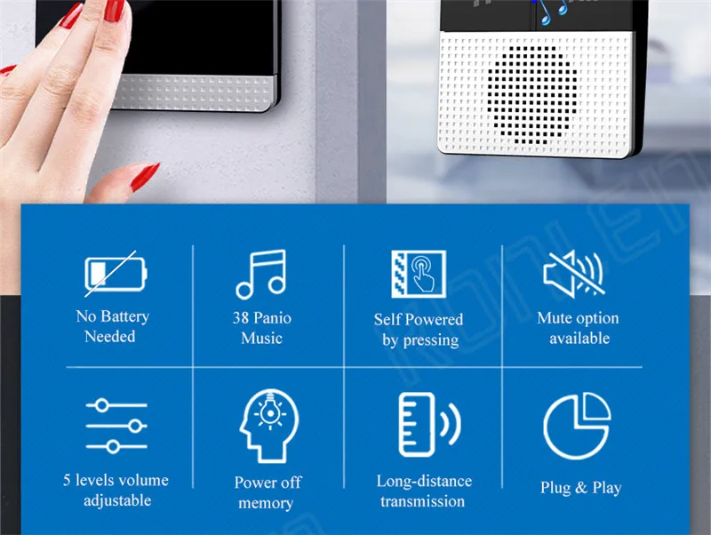 Self powered Wireless Doorbell Kit  (2)