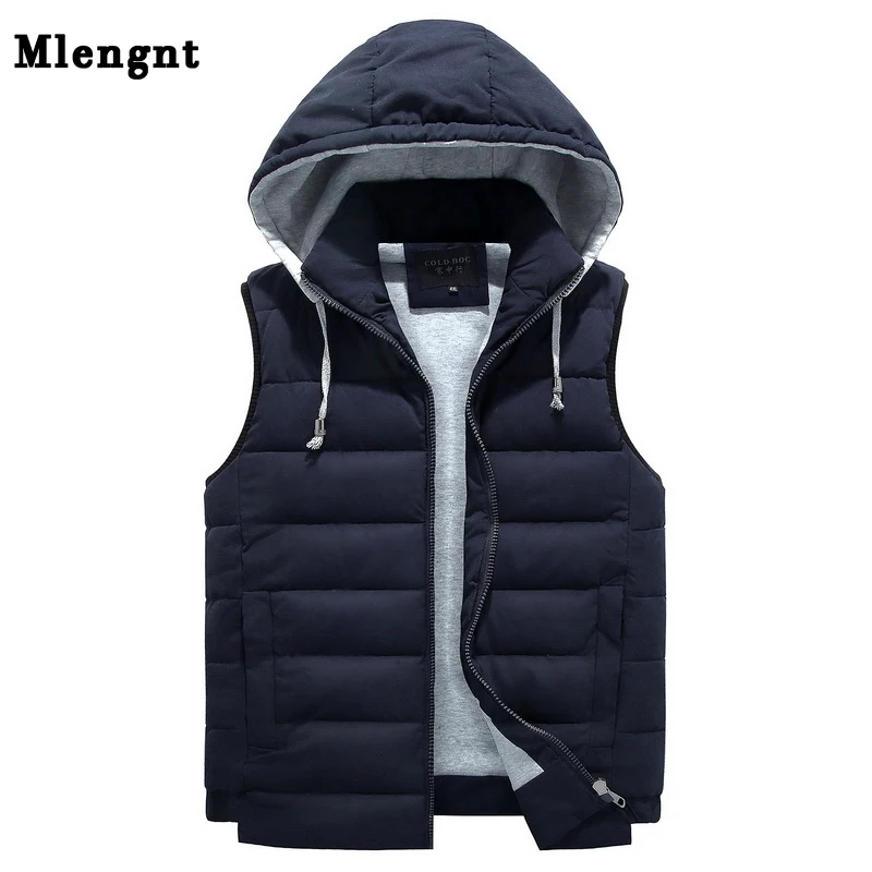 

Men 4XL-8XL Parka Hooded Vest Winter Autumn New Thick Warm Casual Windbreaker Baggy Padded Outerwear Waistcoat Sleeveless Jacket