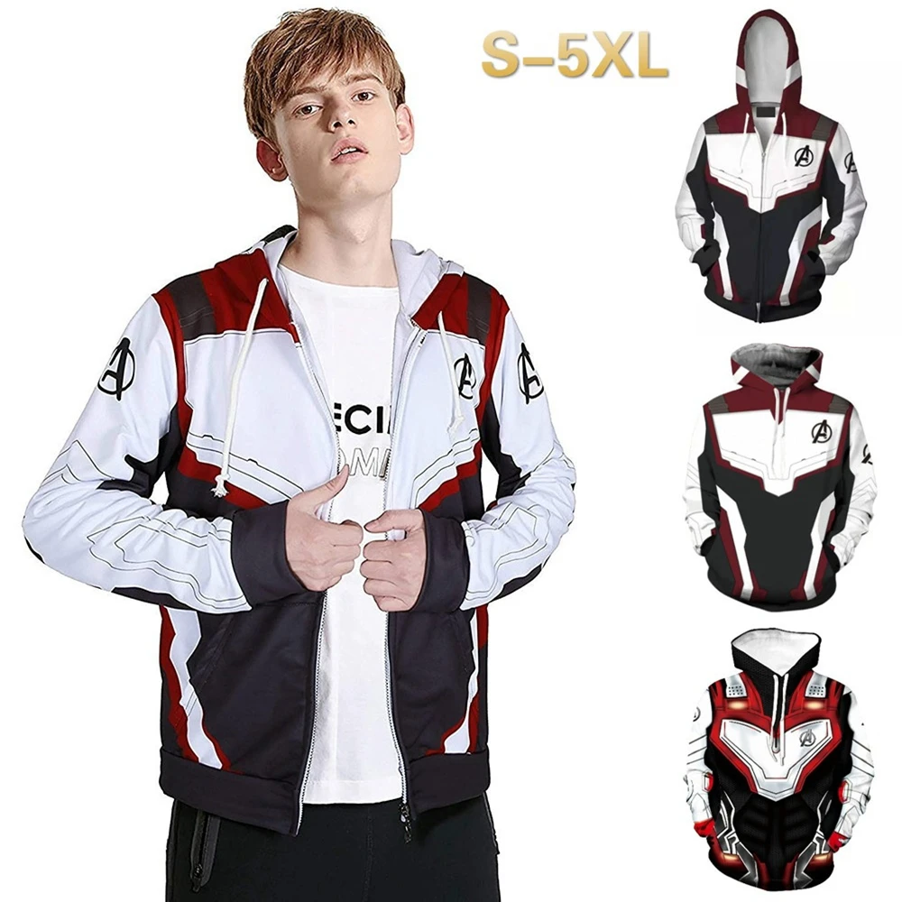 Avengers Endgame Zipper Hoodie Quantum Realm Sweatshirt Hoodies Superhero jacket Plus Size Iron Man Cosplay Costume For Man