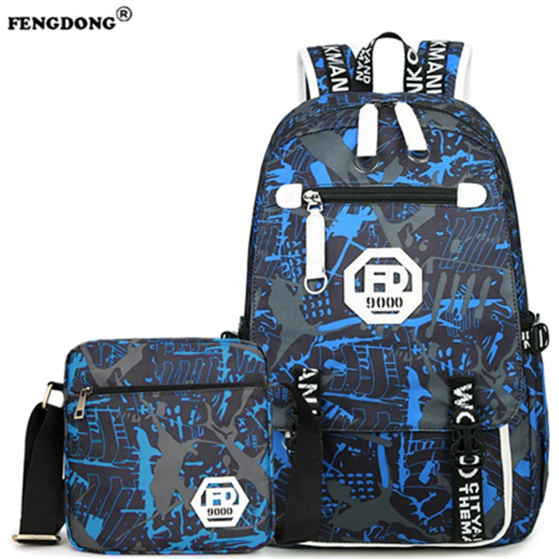 FENGDONG Fashion Backpacks Men USB Charge Laptop Backbag ...