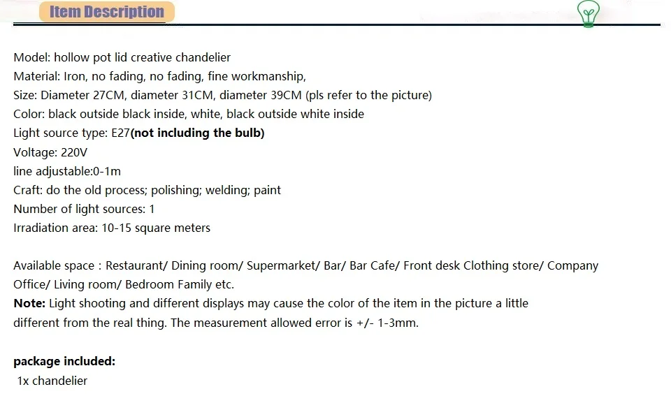 item description