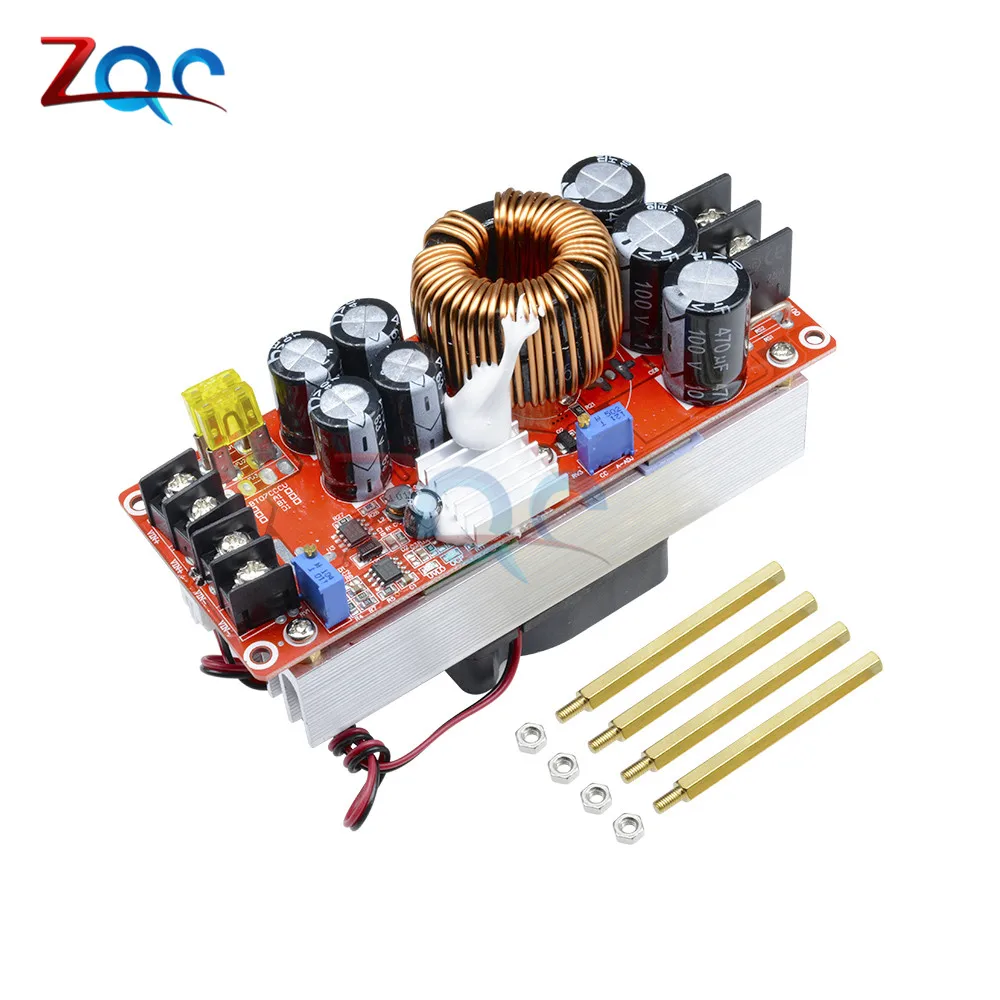 Ceny 1500W 30A DC DC Step Up Boost Converter 10 60V do 12 90V moduł zasilania prądem z wentylatorem