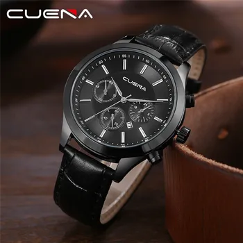 

2019 CUENA Fashion Quartz Watches Men Luxury Brand Military Leather Strap Men's Wrist Watch Business Date Male Clocks Man