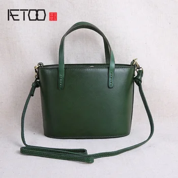 

AETOO Handmade women's bag, leather mini one-shoulder bag, leather hand-held sloping retro art handbag